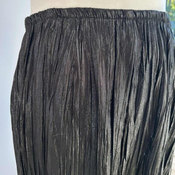 Joseph Ribkoff Metallic Crinkle Pleated Lamé Maxi Skirt Black Silver – US 16 - Picture 7 of 8